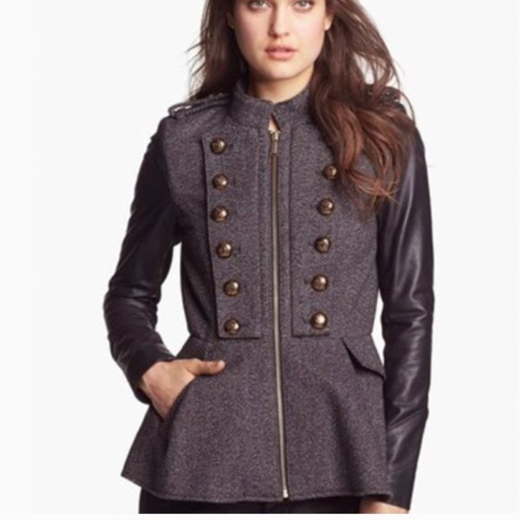 BCBGeneration Jackets & Blazers - 🎉 HP 🎉  New BCBGeneration Tweed & Faux Leather Military Jacket❣️